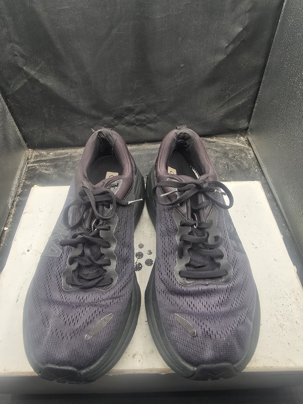 Hoka Men's Black Athletic Running Shoes with Subtle Purple Tone